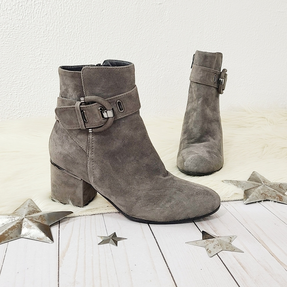 Napoleoni Gray Suede Ankle Boots with Buckle Size 39